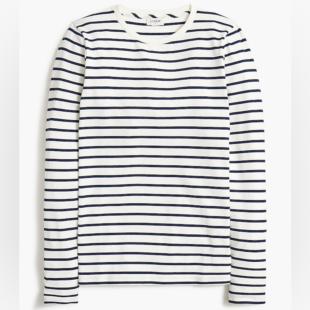 JCrew Cotton Blend Slim fit Soft Striped Everyday Long-Sleeve Tee/Shirt Size XS